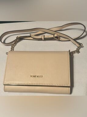 Nine West Beige/Cream Crossbody Bag with Gold Logo